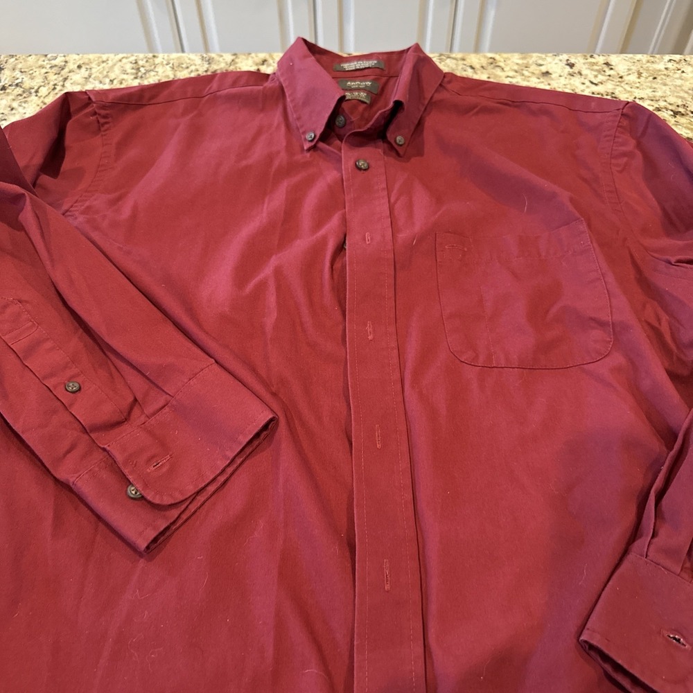 Arrow Shirt Mens 17.5 Athletic Maroon, Long Sleeve Button Up. 4991